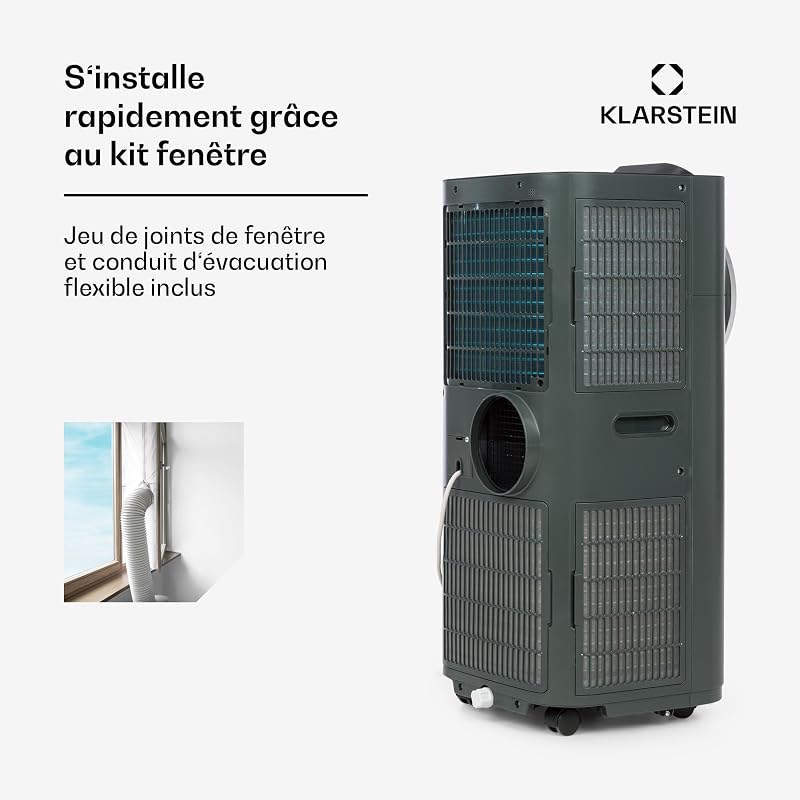 KLARSTEIN Kraftwerk Smart – Mobiles Klimagerät, Luftentfeuchter, Ventilator, Timer programmierbar, Steuerung über WLAN-App, Fernbedienung, 12000BTU/h – Anthrazit vue 5
