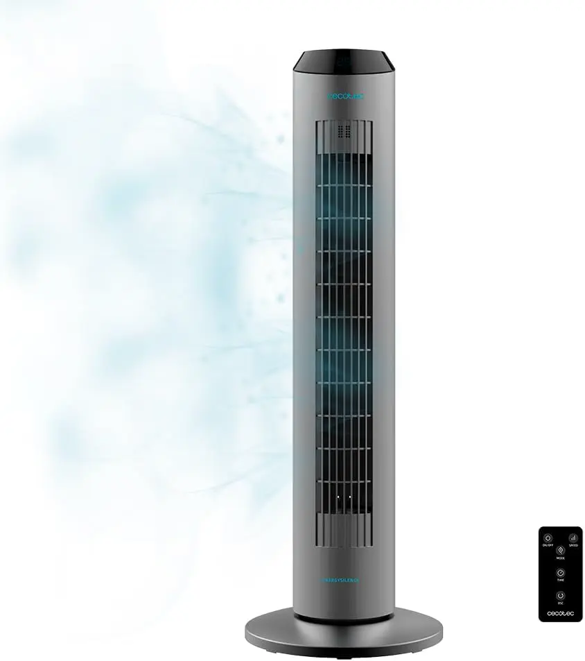Cecotec Digitaler Turmventilator mit Fernbedienung und Timer EnergySilence 8190 Skyline Ionic. 60 W, Höhe 33", oszillierend, Ionisator, Kupfermotor, 3 Geschwindigkeiten, Grau vue 1
