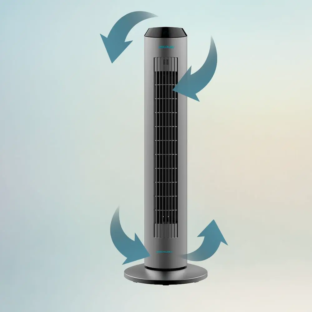 Cecotec Digitaler Turmventilator mit Fernbedienung und Timer EnergySilence 8190 Skyline Ionic. 60 W, Höhe 33", oszillierend, Ionisator, Kupfermotor, 3 Geschwindigkeiten, Grau vue 3