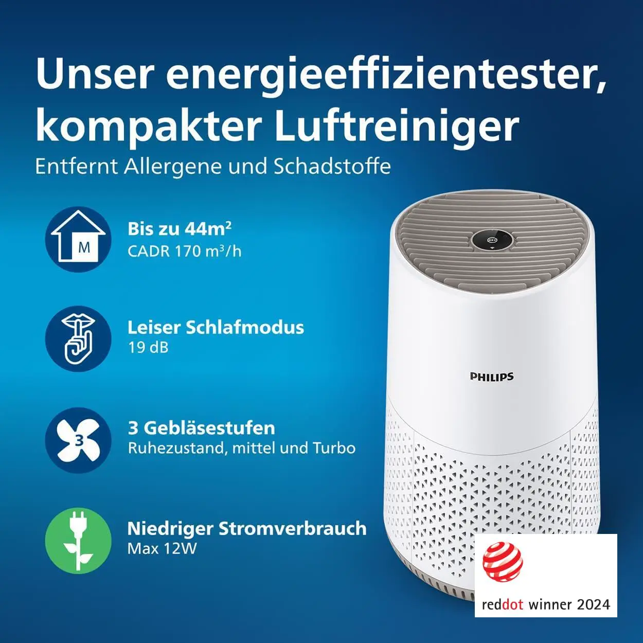 Philips Luftreiniger 600 Serie, Weiß, für Räume bis 44 m² | CADR 170m³/h, AIR+-App, HEPA NanoProtect-Filter, entfernt bis zu 99,97% Schadstoffe, ultraleise & für Allergiker (AC0650/10) vue 3