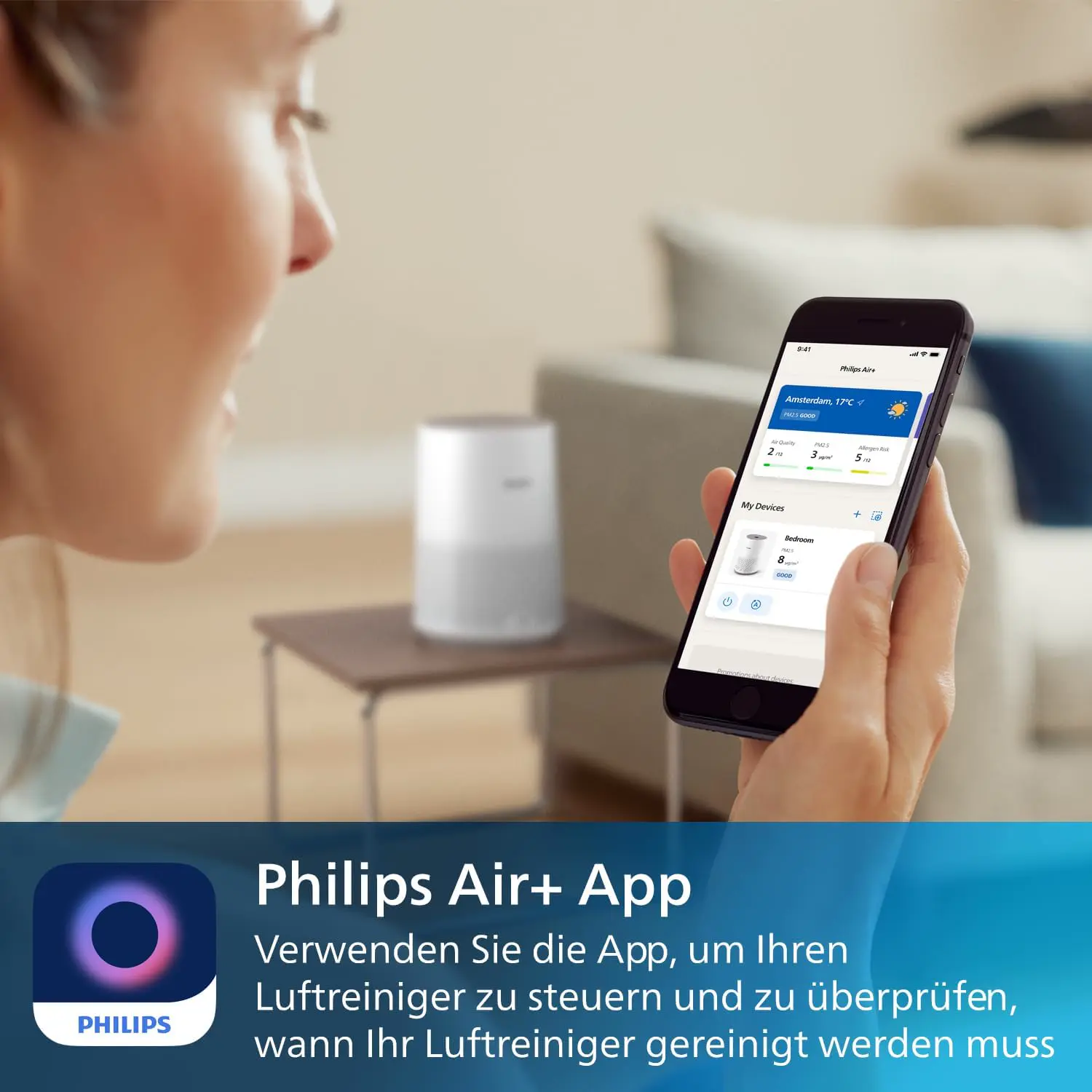 Philips Luftreiniger 600 Serie, Weiß, für Räume bis 44 m² | CADR 170m³/h, AIR+-App, HEPA NanoProtect-Filter, entfernt bis zu 99,97% Schadstoffe, ultraleise & für Allergiker (AC0650/10) vue 6