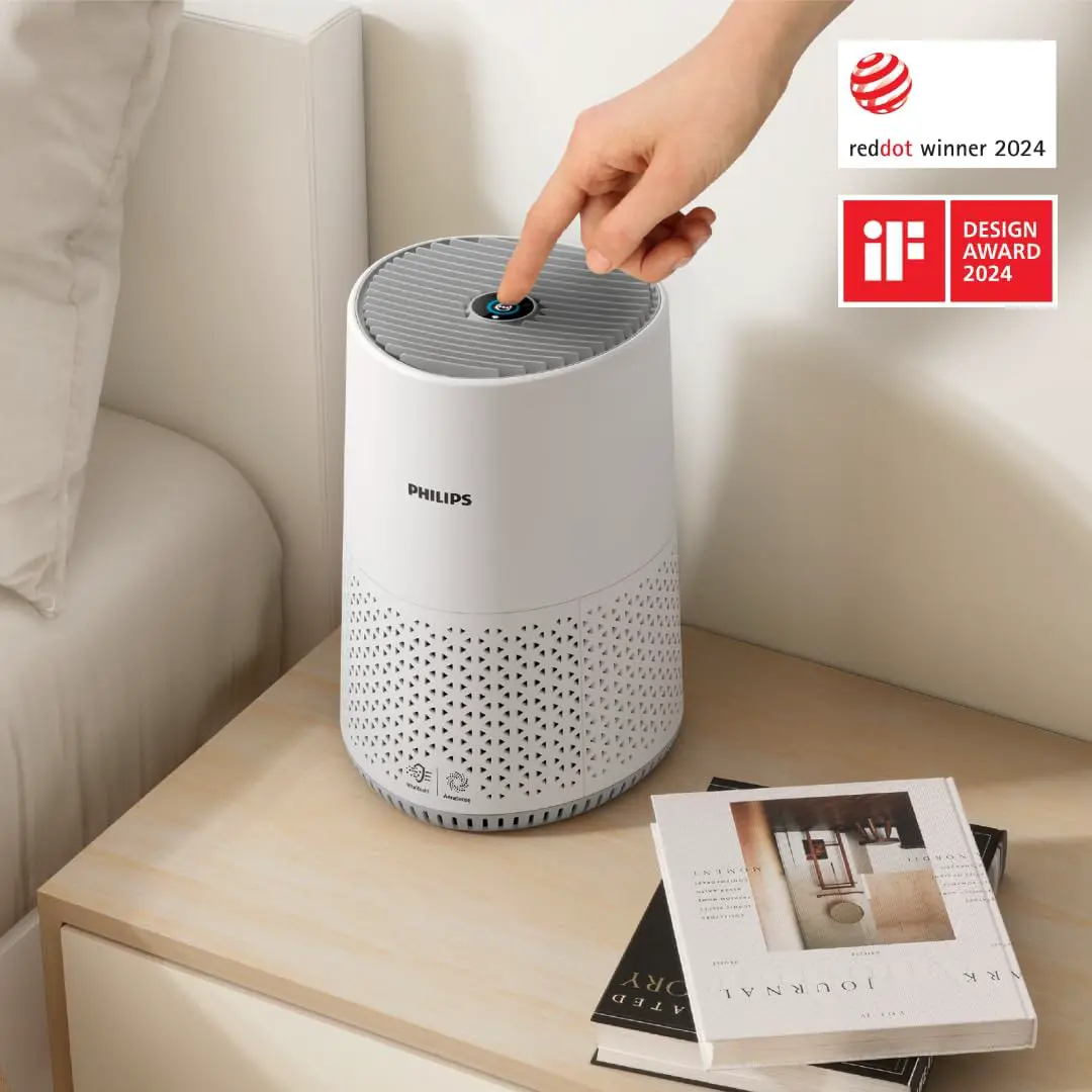 Philips Luftreiniger 600 Serie mit SmartSensor, Weiß, für Räume bis 44 m² | CADR 170m³/h, HAIR+-App, HEPA NanoProtect-Filter, entfernt bis zu 99,97% Schadstoffe, ultraleise & für Allergiker (AC0651/10) vue 2