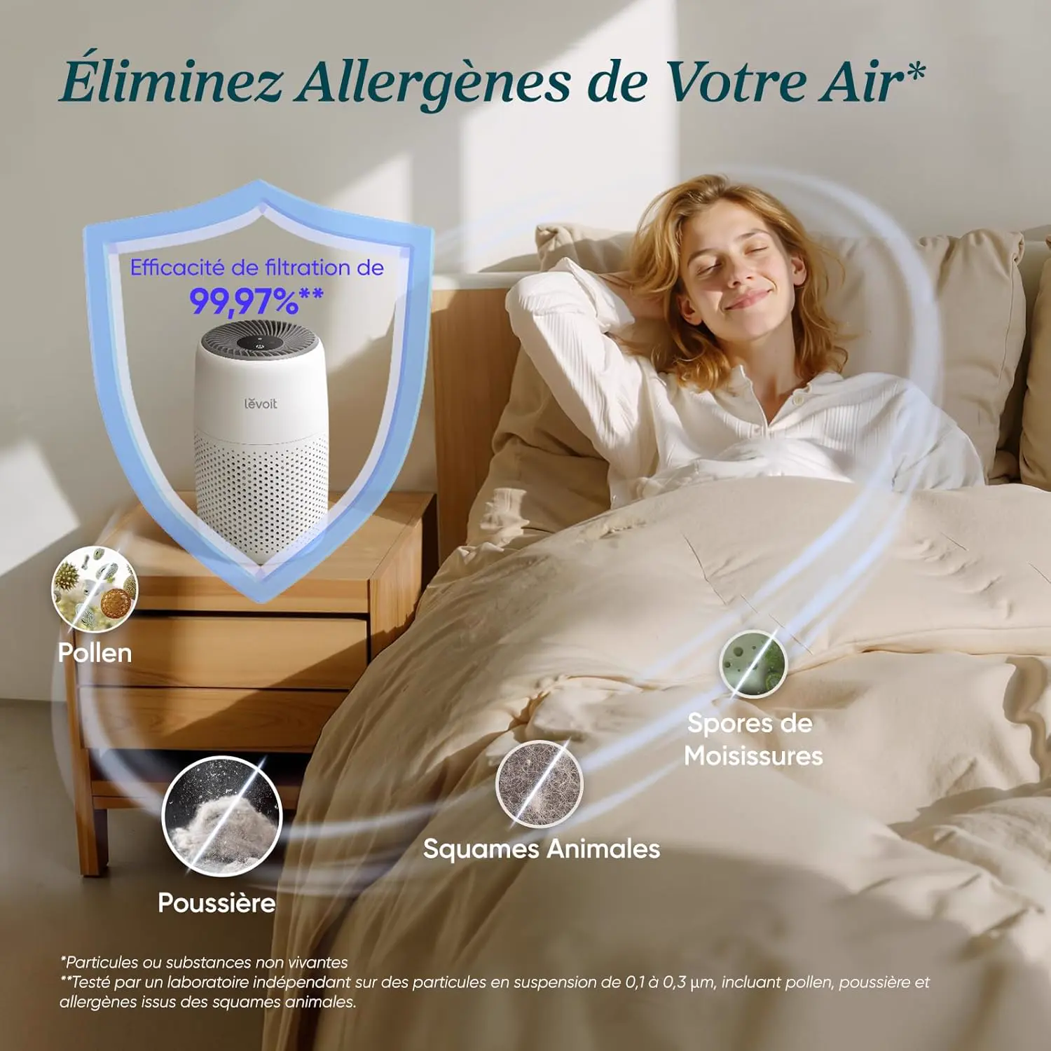 LEVOIT Luftreiniger d'Luft Schlafzimmer, Filtration Efficace contre vue 3