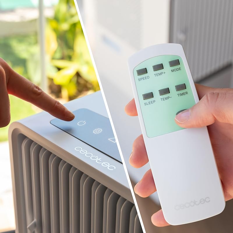 Cecotec - Mobile Klimageräte ForceClima 7550 Style Connected, 7000 BTU, Abdeckungsbereich 20 m2, Fernbedienung, Berührung, LED -Bildschirm, 4 Modi, 2 Geschwindigkeiten, Luftentfeuchter, Timer vue 7