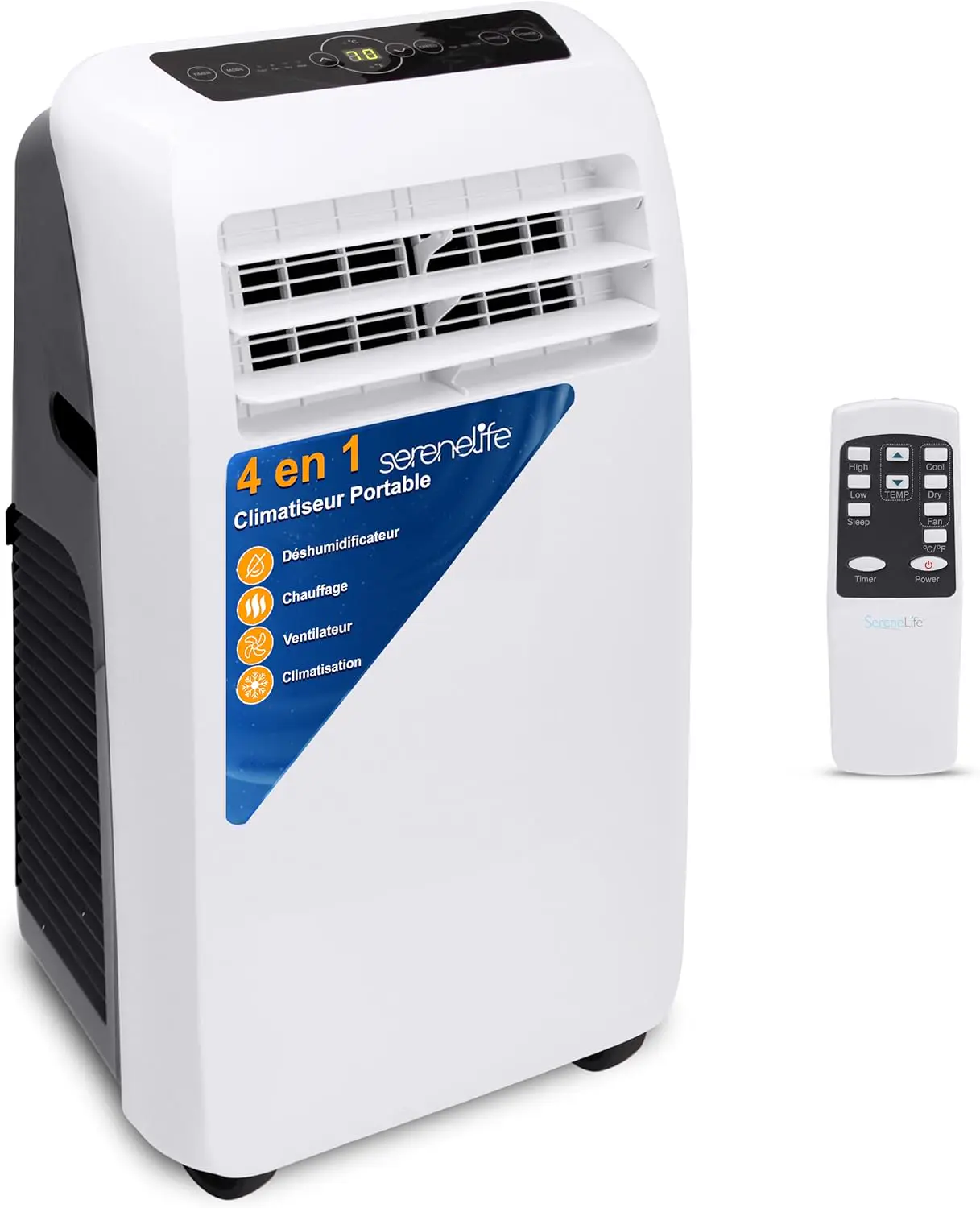 Tragbare Klimaanlage mit Fernbedienung, geräuscharmes Wechselstromgerät, Luftentfeuchter, 24-Stunden-Timer, ideal für Zimmer, Büro, Camping, energieeffizient, Kühlventilator-Technologie