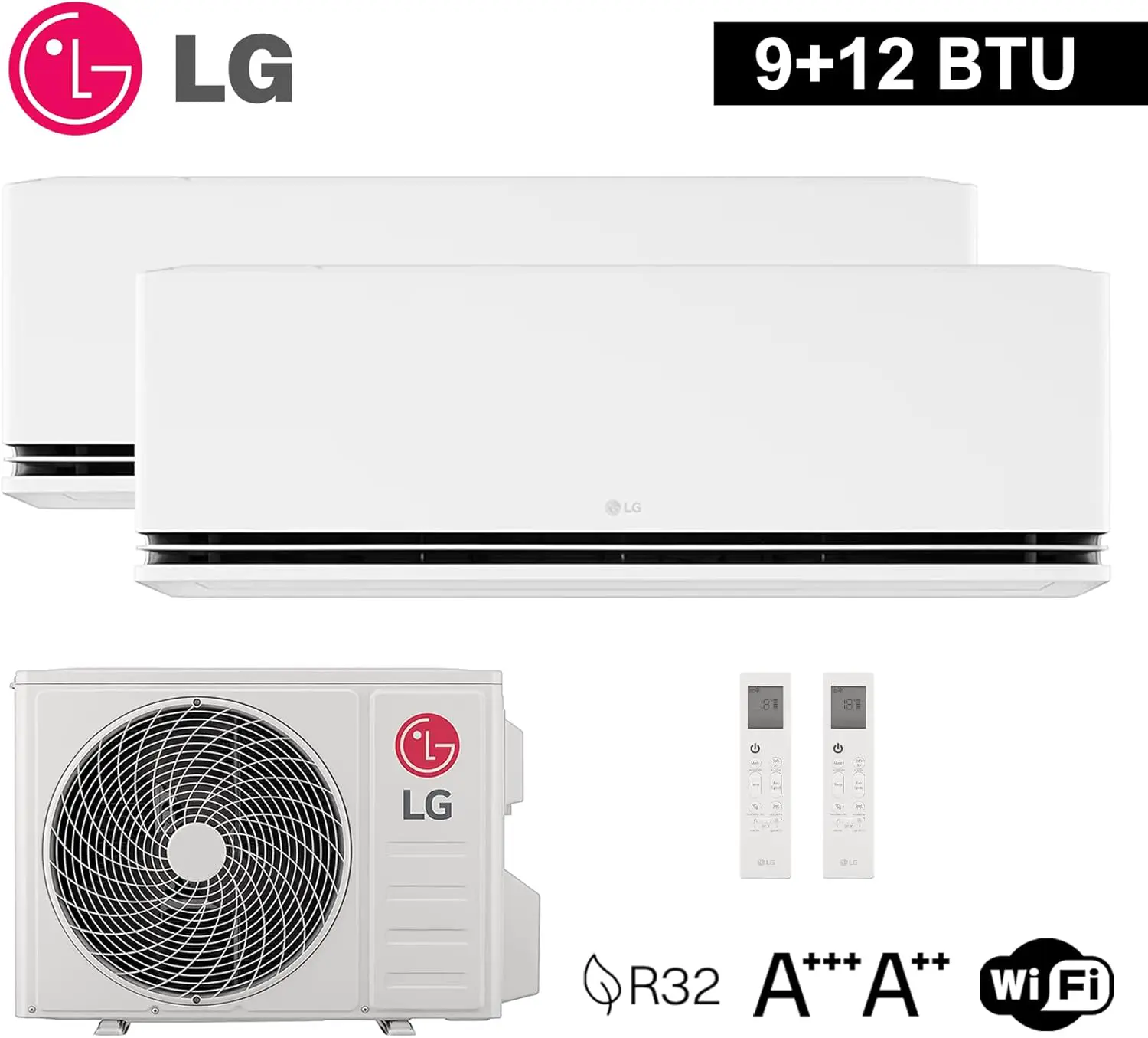LG Klimaanlage Bi Split DualCool Deluxe WiFi 9 000 + 12 000 Btu, vue 4