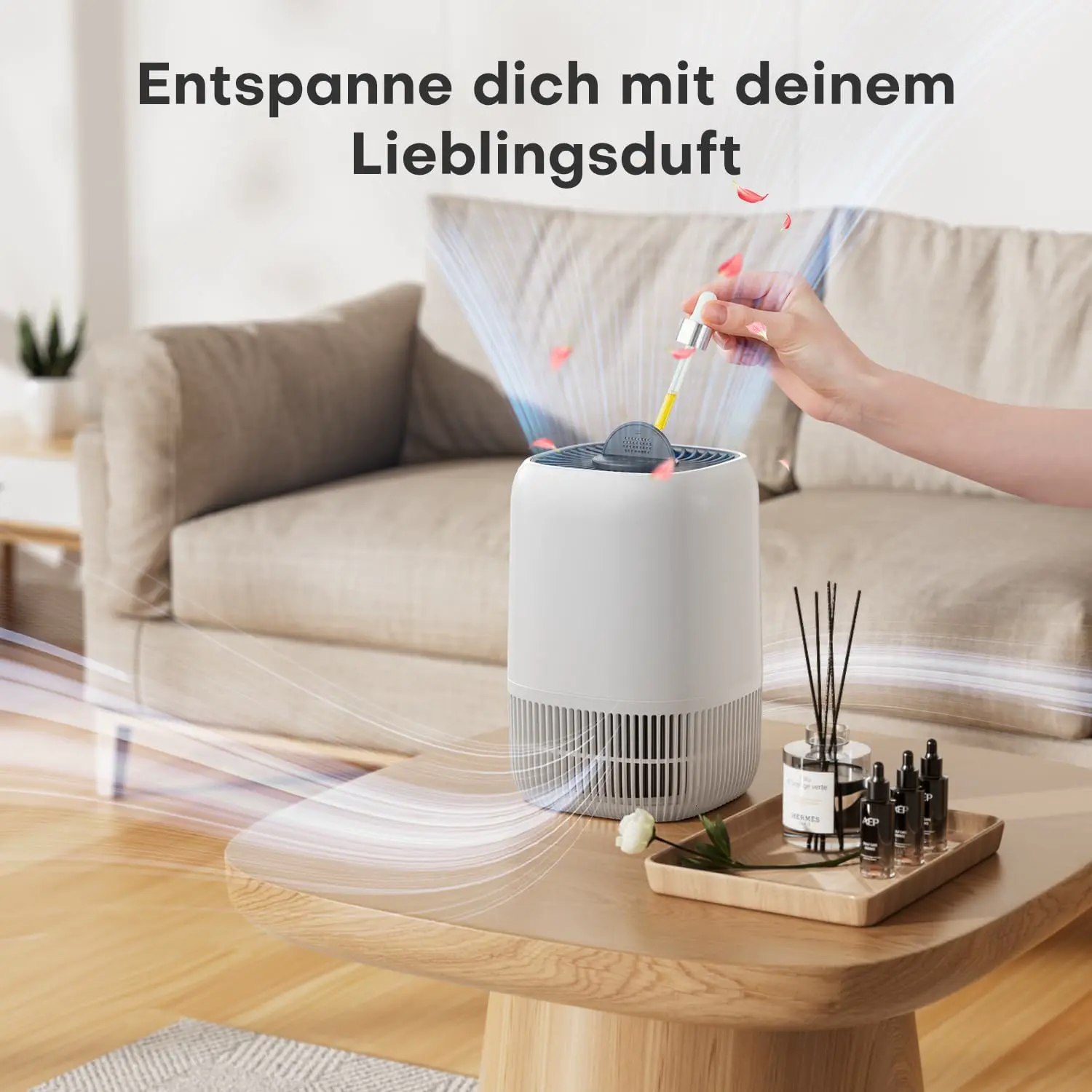 AROEVE Luftreiniger mit H13 HEPA 3-Stufen-Filter, Luftreiniger für Schlafzimmer, 5W Energieverbrauch, Leise 22dB mit Aroma, reduziert Pollen, Rauch, Tierfell, Weiß vue 7