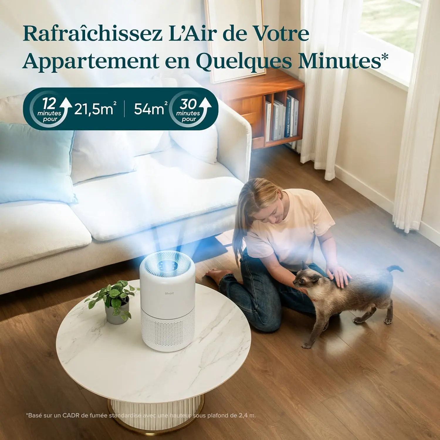 LEVOIT HEPA-Luftreiniger, intelligent, gegen Pollen & Gras, reinigt bis zu 50 m², Überwachung der Luftqualität, Steuerung über Alexa-App, 22 dB, leise, Core 300S | 22 dB, leiser Schlafmodus, Alexa, App, beseitigt 99,97 % Allergie, Pollen, Milben, Rauch, Tierhaare, geringer Stromverbrauch vue 4