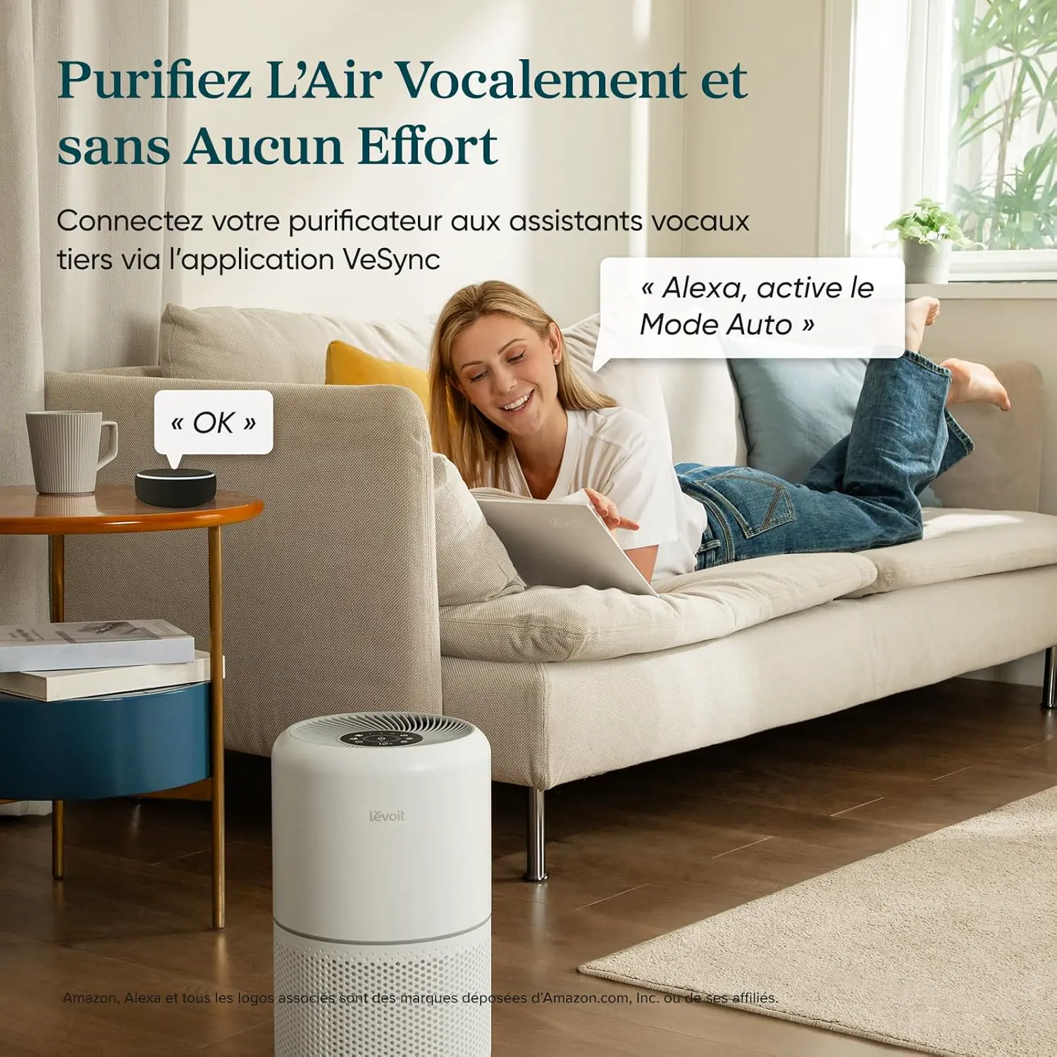 LEVOIT HEPA-Luftreiniger, intelligent, gegen Pollen & Gras, reinigt bis zu 50 m², Überwachung der Luftqualität, Steuerung über Alexa-App, 22 dB, leise, Core 300S | 22 dB, leiser Schlafmodus, Alexa, App, beseitigt 99,97 % Allergie, Pollen, Milben, Rauch, Tierhaare, geringer Stromverbrauch vue 6