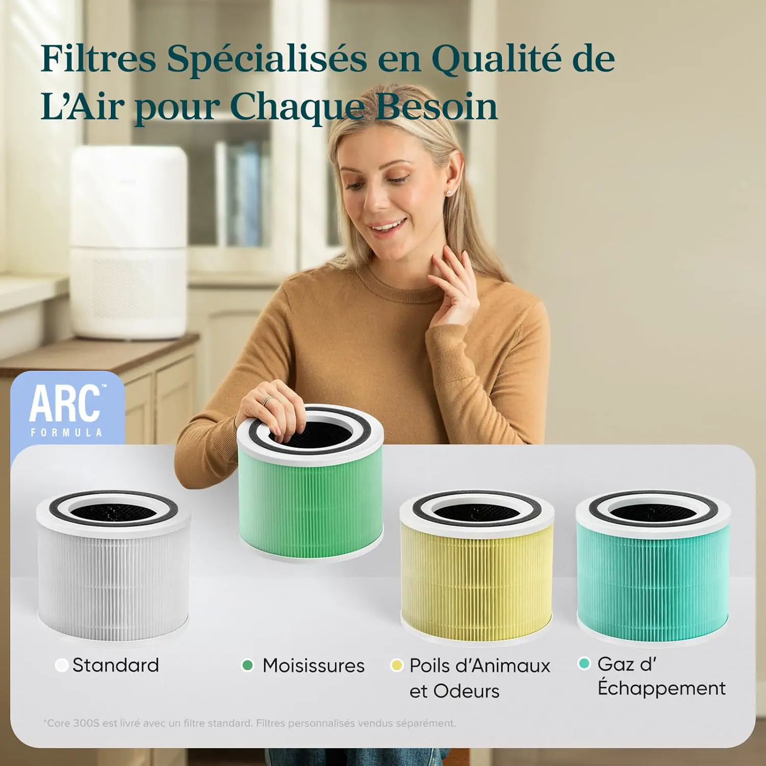 LEVOIT HEPA-Luftreiniger, intelligent, gegen Pollen & Gras, reinigt bis zu 50 m², Überwachung der Luftqualität, Steuerung über Alexa-App, 22 dB, leise, Core 300S | 22 dB, leiser Schlafmodus, Alexa, App, beseitigt 99,97 % Allergie, Pollen, Milben, Rauch, Tierhaare, geringer Stromverbrauch vue 8