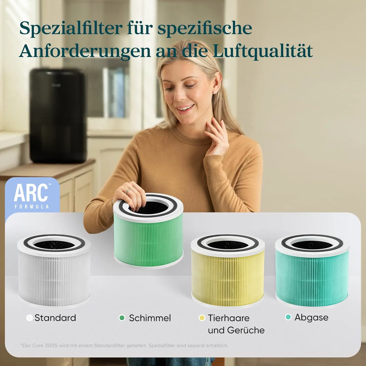 Levoit Luftreiniger mit HEPA Luftfilter, CADR 258m³/h, bis zu 54㎡, Schwarz | mit Luftqualitätsanzeige, 99,97 Prozent Schimmel Staub Pollen Tierhaare, Auto & Schlafmodus, App und Alexa vue 5