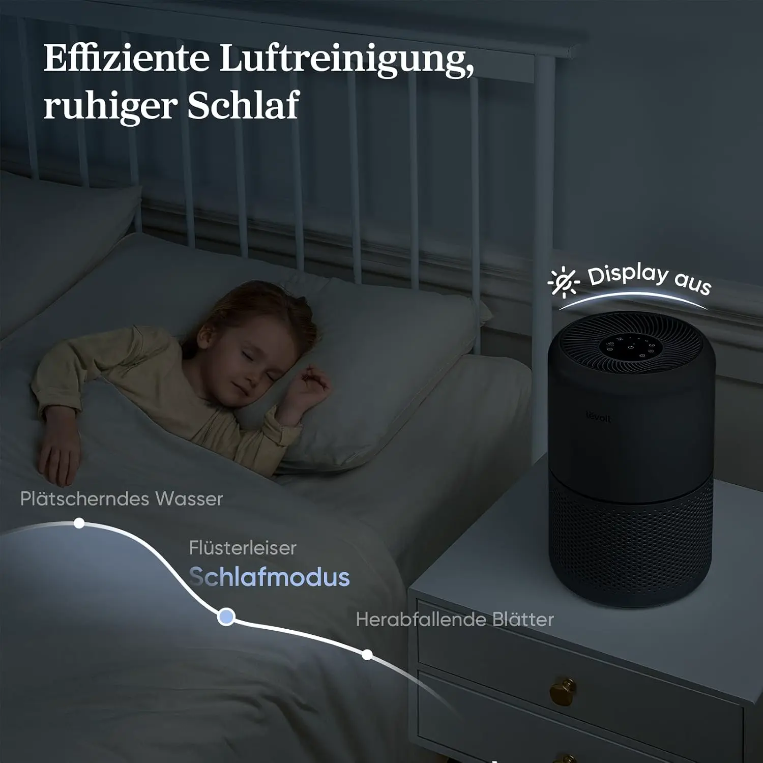 Levoit Luftreiniger mit HEPA Luftfilter, CADR 258m³/h, bis zu 54㎡, Schwarz | mit Luftqualitätsanzeige, 99,97 Prozent Schimmel Staub Pollen Tierhaare, Auto & Schlafmodus, App und Alexa vue 9
