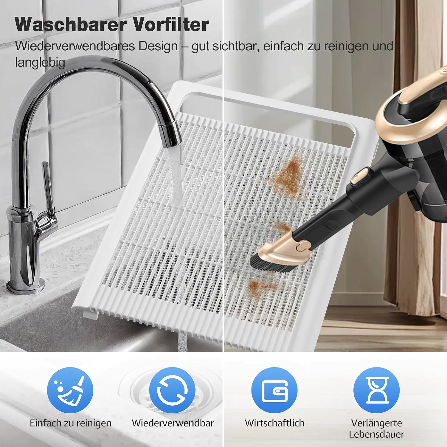 KNKA Luftreiniger für Raucher & Haustiere, CADR 300m³/h bis 80m², Weiß | entfernt 99,97% Pollen/Gerüche/Staub, HEPA filter Schlafmodus, Smart Sensor, Luft Reinigtr ideal gegen Tierhaare APH3000 vue 7