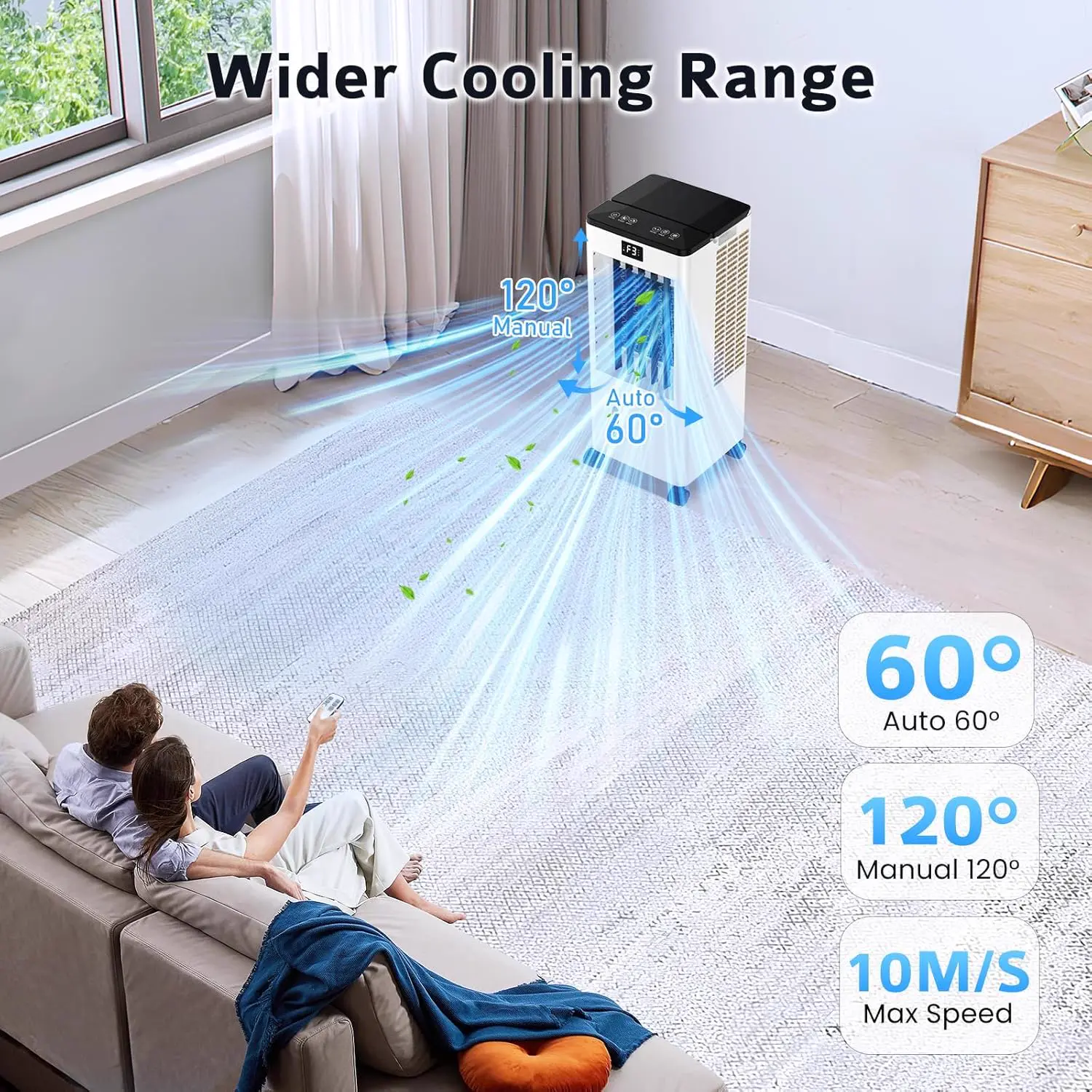 SereneLife Mobile Inverter Klimaanlage A+++ 12000 BTU Doppelschlauch - 4 in 1 Kühlung Heizung Entfeuchtung Lüftung Auto-Swing WiFi Ultra Leise 44-49 dB mit Fenster-Kit vue 7