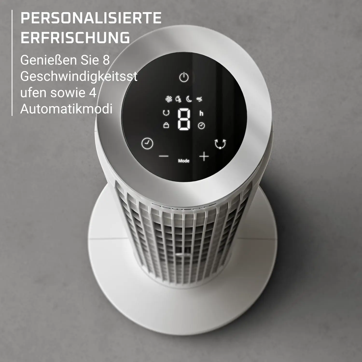 Rowenta Eole Silence Force Turmventilator, leistungsstark, Silent-Modus, 8 Geschwindigkeitsstufen, 4 Automatikmodi, Timer, 90°-Schwenkung, Fernbedienung, Staubschutzabdeckung, Weiß, VU7025F0 vue 7