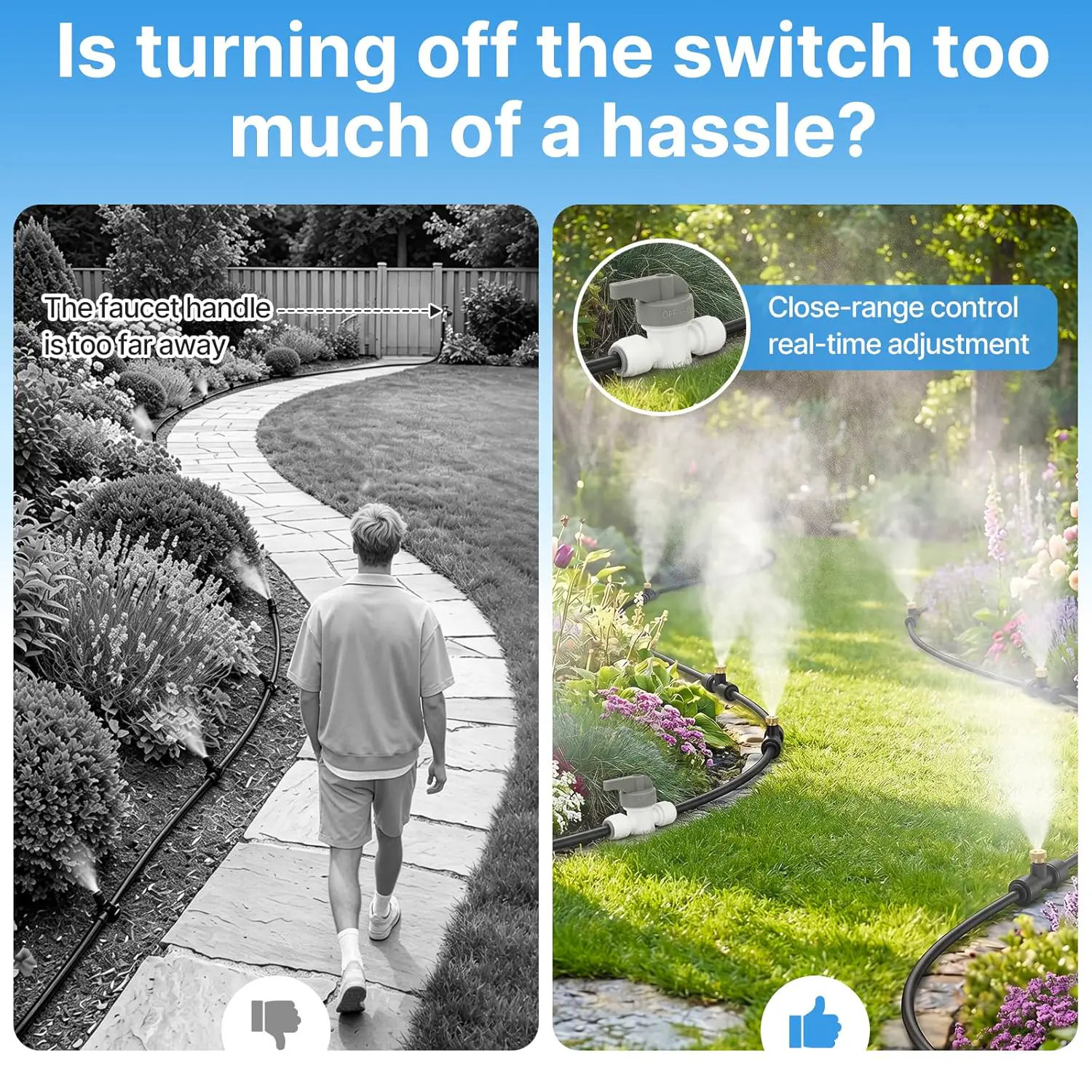 Sprühnebel Terrasse,Wassernebel Kühlung,Vernebler Wassernebel mit 18M Sprühnebel Schlauch,25 Nebeldüsen,Wasserhahn,Sprühnebelanlage Wasserzerstäuber für Kühlung Terrasse Garten Gewächshaus Pavillon vue 5