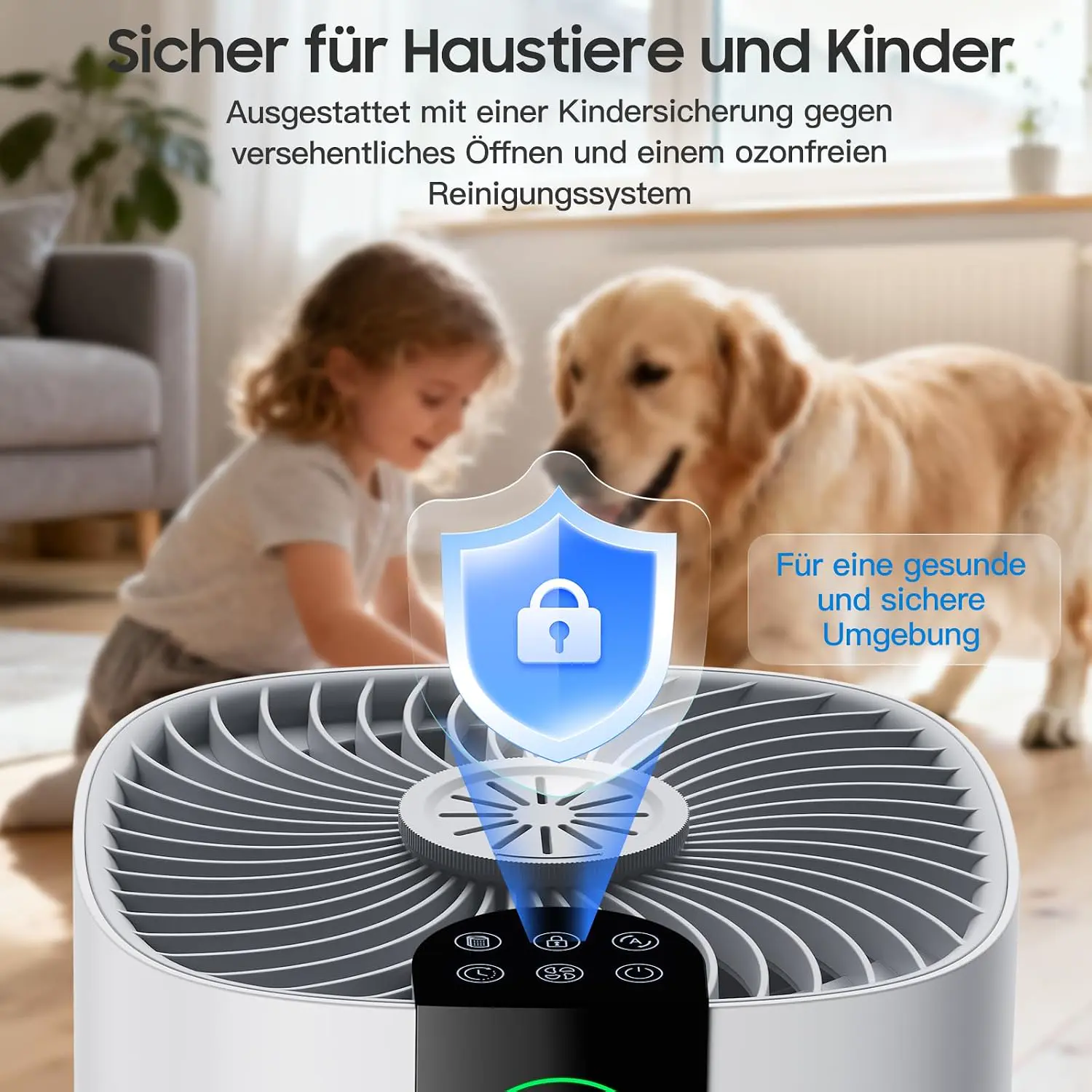 HEPA Luftreiniger Allergiker – Luftfilter für Schlafzimmer, Pollen, Allergien, Gerüche & Tierhaare, Luft Reinigtr mit Aromatherapie, 7,2W, 3 Geschwindigkeiten, Geräuscharm vue 8