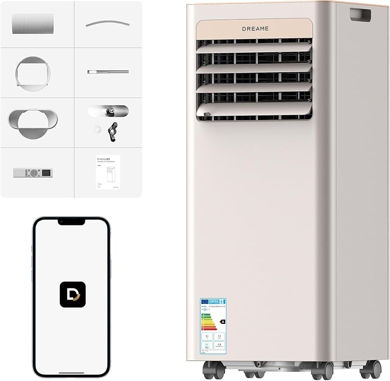 DREAME P-Wind10 7000 BTU mobile 3-in-1 Klimaanlage | Kühlen, Entfeuchten, Ventilatorbetrieb, 3D-Luftstrom, App- & Fernbedienung, Schlafmodus, Selbstverdunstung, leichter Aufbau vue 1