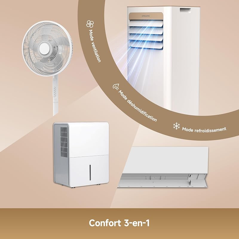 DREAME P-Wind10 7000 BTU mobile 3-in-1 Klimaanlage | Kühlen, Entfeuchten, Ventilatorbetrieb, 3D-Luftstrom, App- & Fernbedienung, Schlafmodus, Selbstverdunstung, leichter Aufbau vue 2