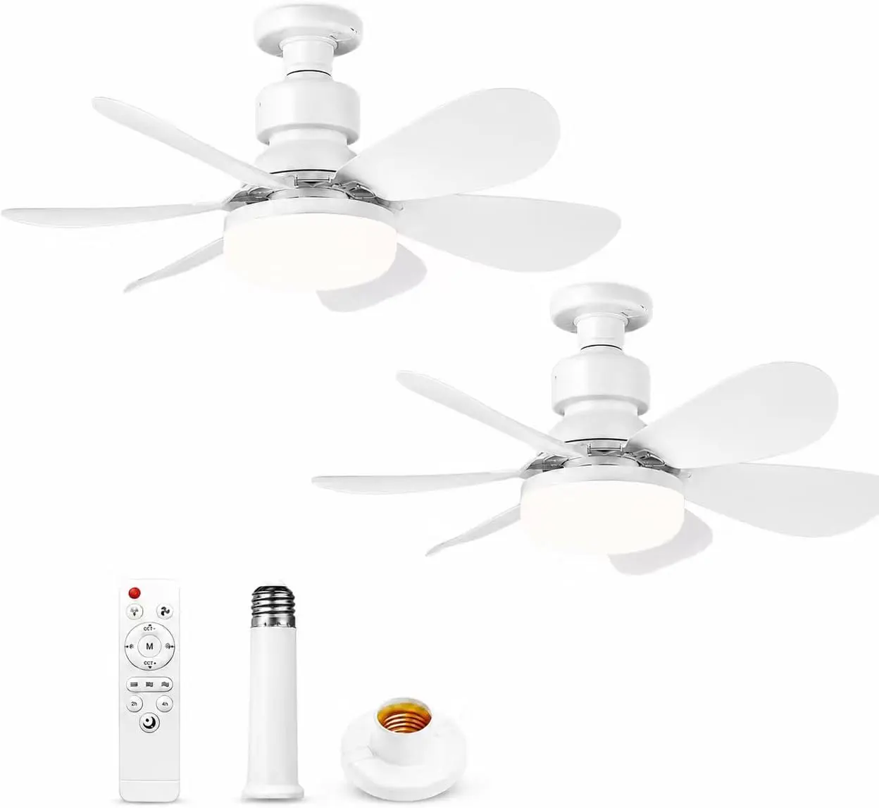 2er Set Ventilators de Plafond E27 mit Licht LED Dimmable vue 1