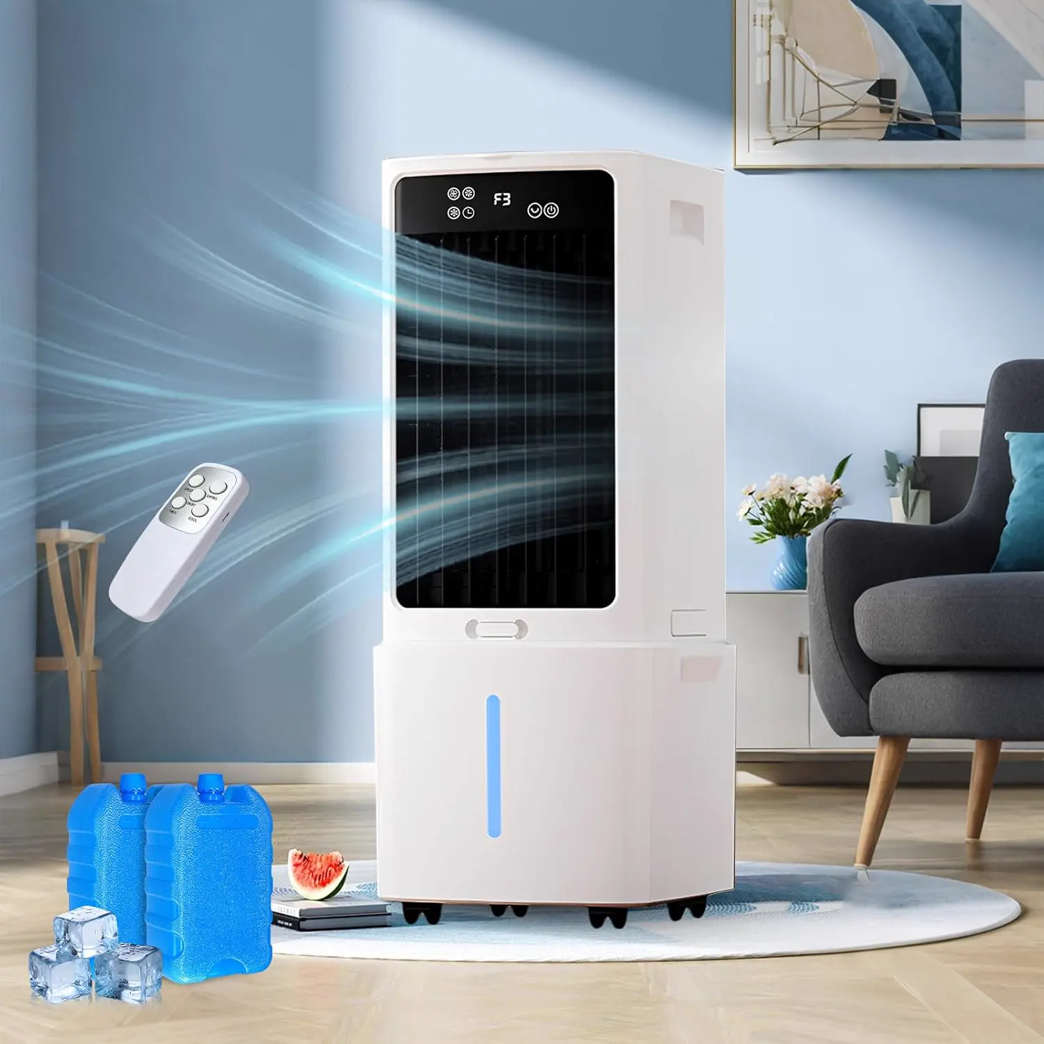 Russell Hobbs RHTF1321 Mini-Turmventilator, leicht, 33 cm, tragbar, 3 Geschwindigkeiten, 75° Schwenkwinkel, kräftiger Luftstrom, leise im Betrieb, weiß