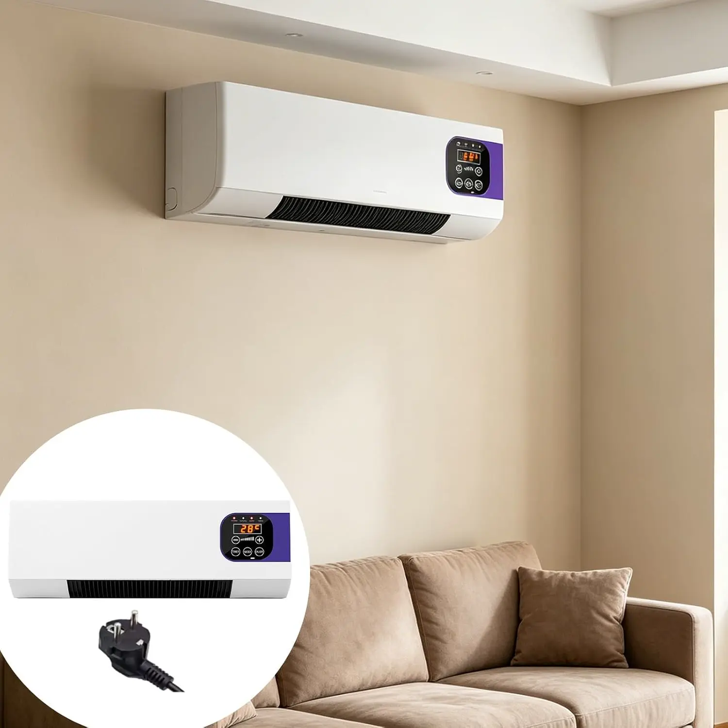 Universell Klimaanlage, Wandventilator mit Fernbedienung, vielseitig, tragbar, kompakt, Wandklimagerät, wendbar, ohne Außeneinheit, konstante Temperatur vue 2