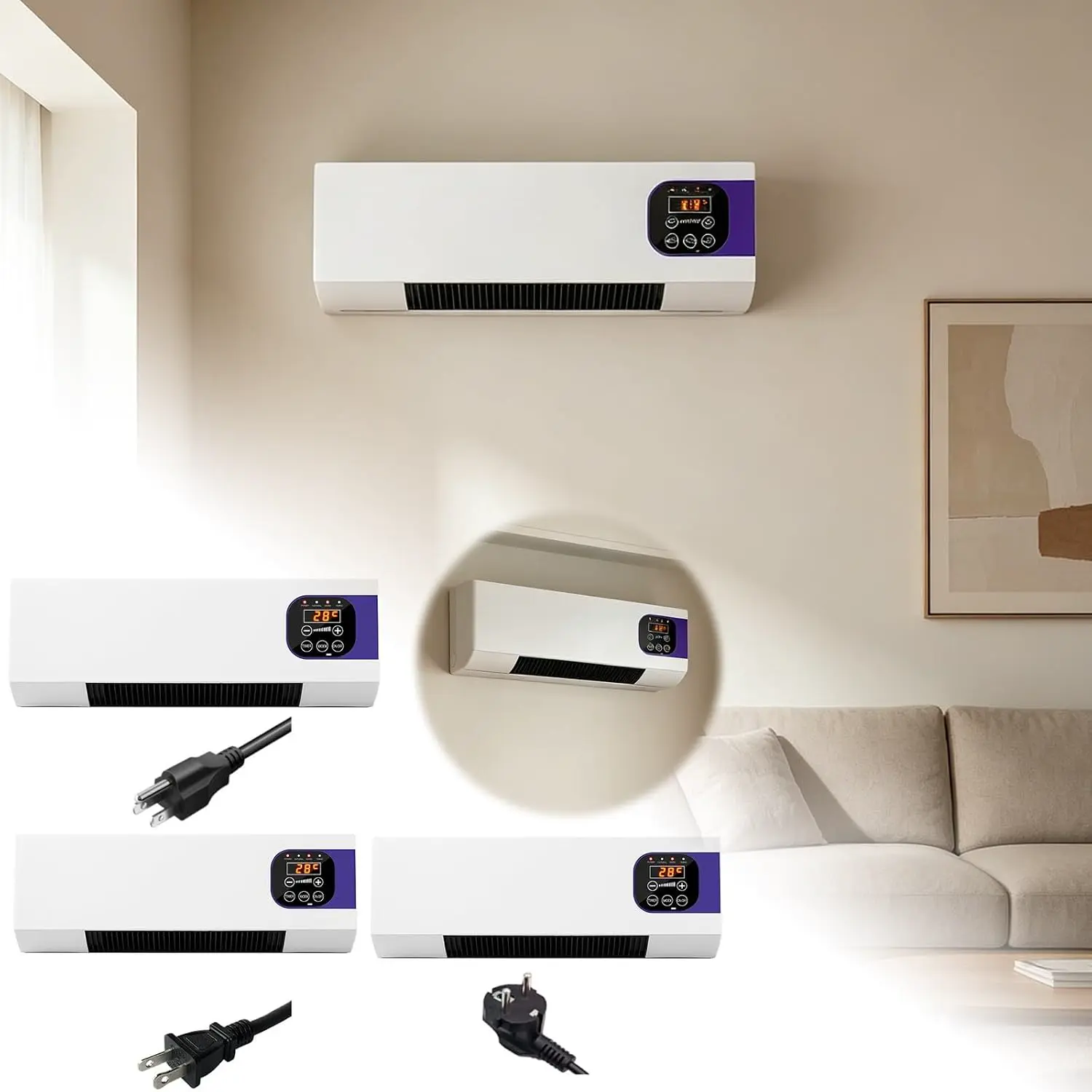 Universell Klimaanlage, Wandventilator mit Fernbedienung, vielseitig, tragbar, kompakt, Wandklimagerät, wendbar, ohne Außeneinheit, konstante Temperatur vue 6