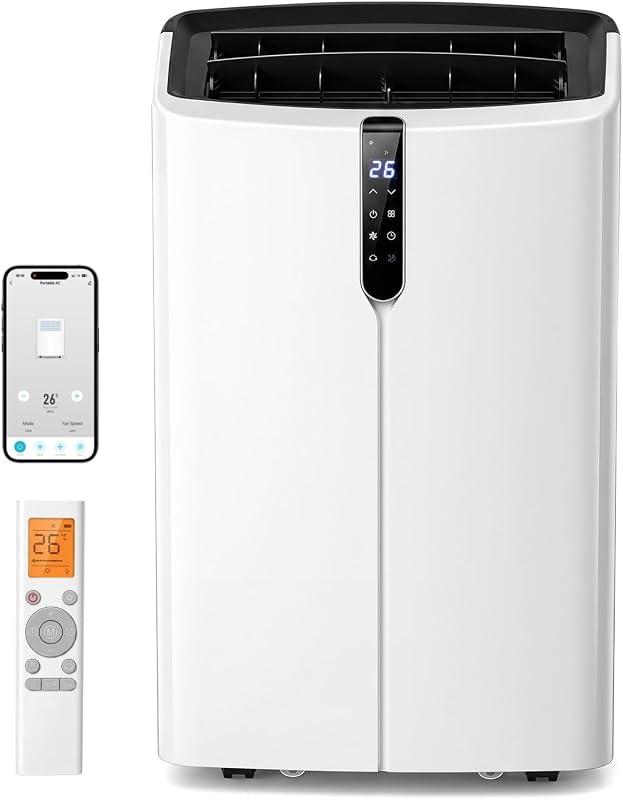 LIFEZEAL Mobile Klimaanlage, Tragbares Klimagerät mit Abluftschlauch, Luft Conditioner mit Kühlung, Heizung, Entfeuchtung, Belüftung und Ventilieren, Fernbedienung/WLAN (14000, BTU) vue 1