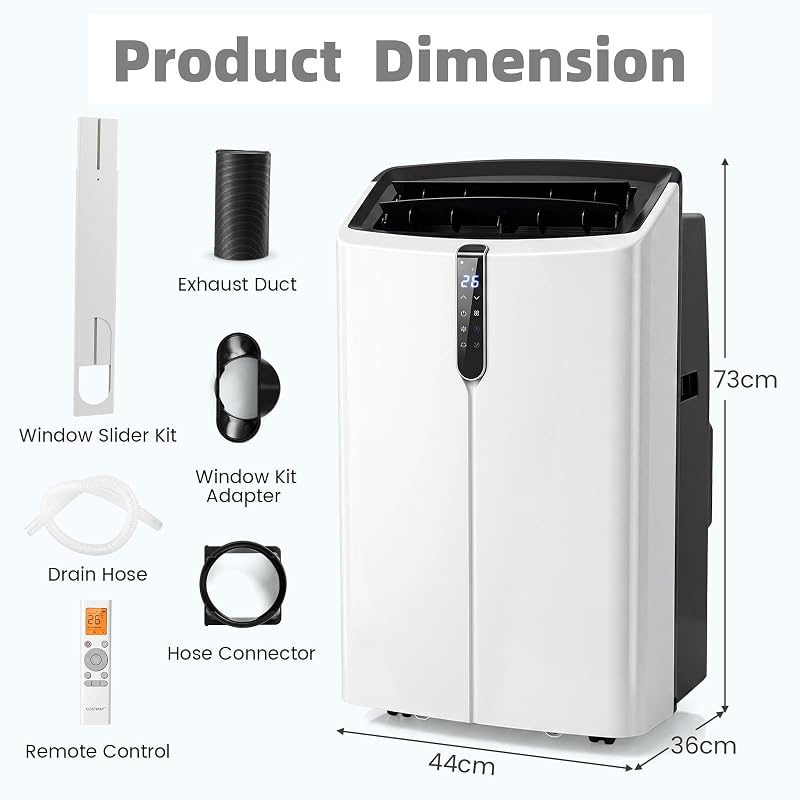 LIFEZEAL Mobile Klimaanlage, Tragbares Klimagerät mit Abluftschlauch, Luft Conditioner mit Kühlung, Heizung, Entfeuchtung, Belüftung und Ventilieren, Fernbedienung/WLAN (14000, BTU) vue 3