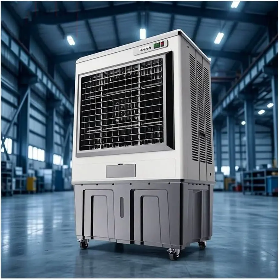Gewerbe/Industrie Verdunstungskühler, Große Kühlventilatoren | 120 l Fassungsvermögen, Lenkrollen, 900 W Leistung, für den Heimbereich (200 m²) vue 2