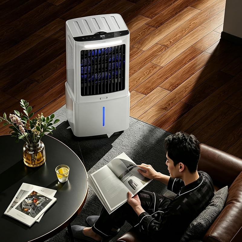 Klimaanlage Tragbar weiß 8000 BTU ohne Abluft | 3 Geschwindigkeits, Fernbedienung Inbegriffene, Timer 1-12 Heures, Oszillation 90°, Wassertank Amovible vue 8
