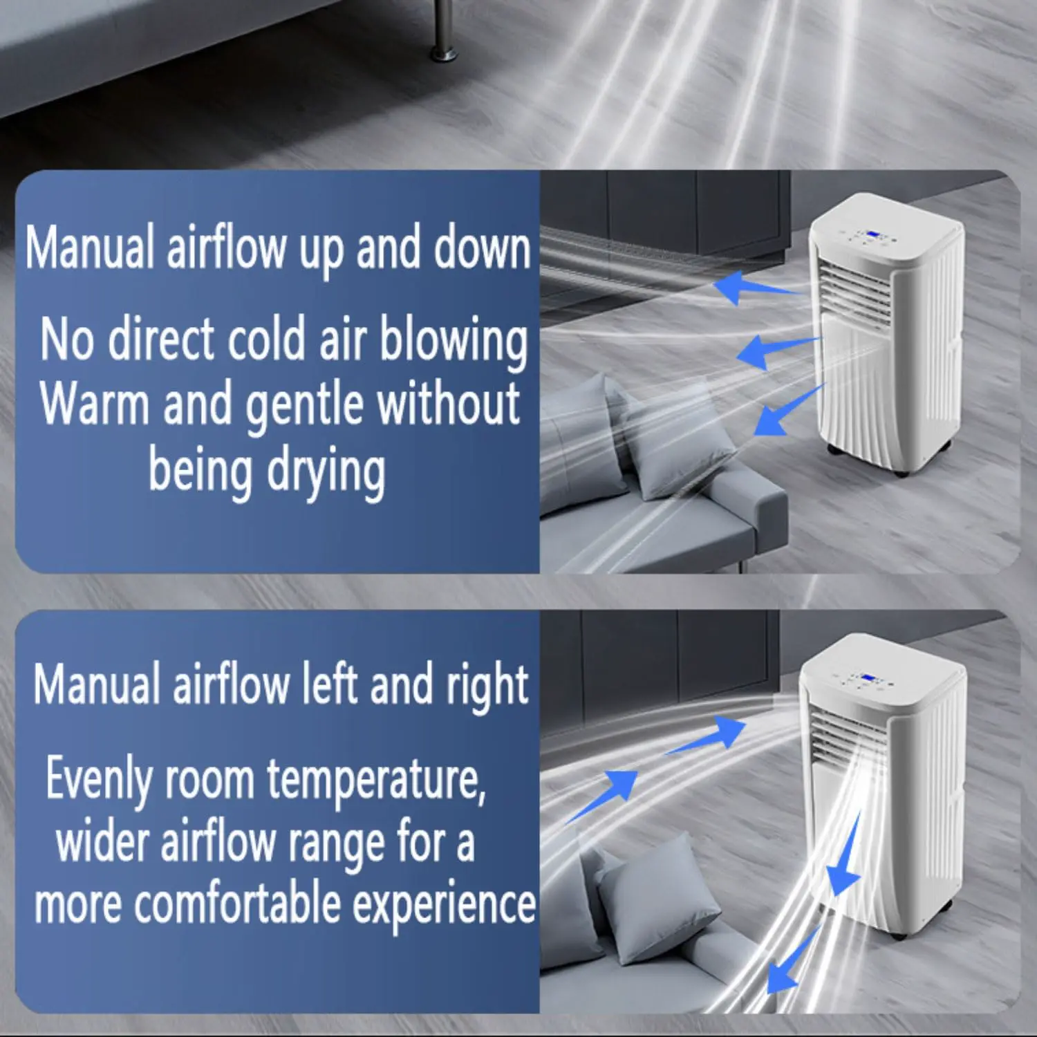 Tragbarer Luftkühler für fensterlose Räume, 3-in-1 Ventilator und Luftbefeuchter, Fernbedienung, 1L Wassertank, 24H Timer, Perfekt für Schlafzimmer und Wohnräume vue 9