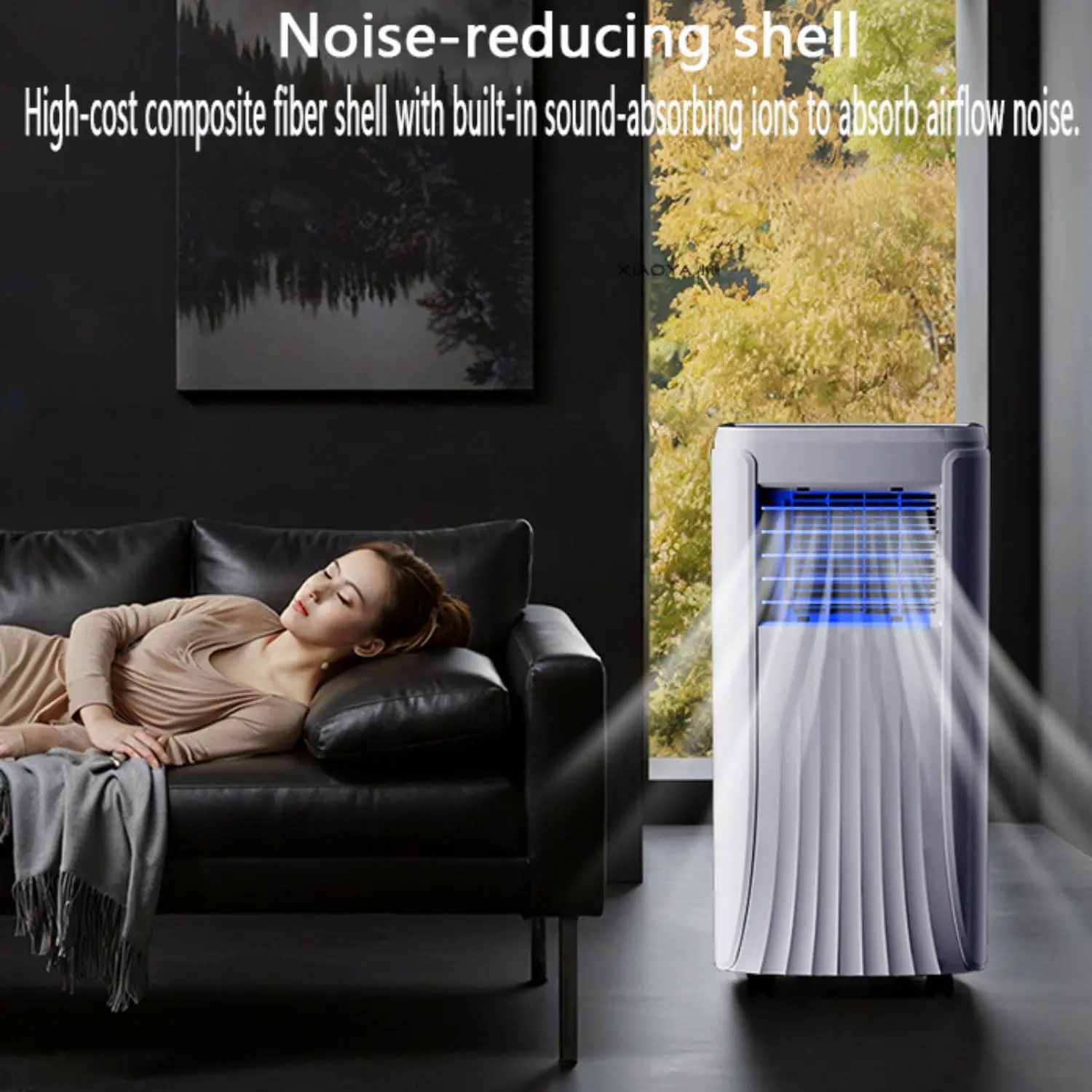 Tragbarer Luftkühler für fensterlose Räume, 3-in-1 Ventilator und Luftbefeuchter, Fernbedienung, 1L Wassertank, 24H Timer, Perfekt für Schlafzimmer und Wohnräume vue 11